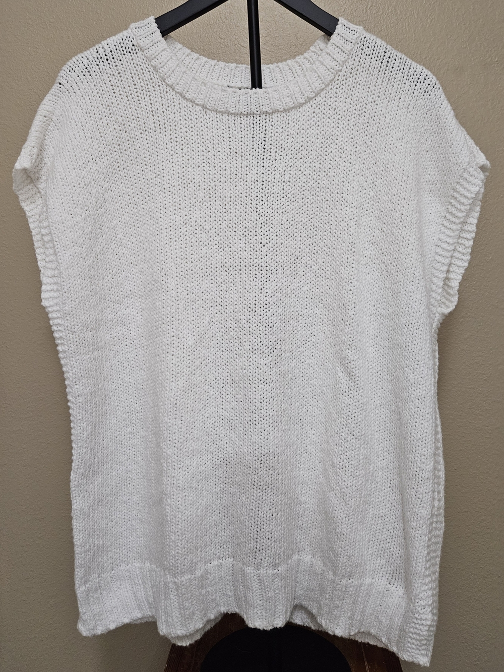 Eileen Fisher Cream Open-Knit Sleeveless Top